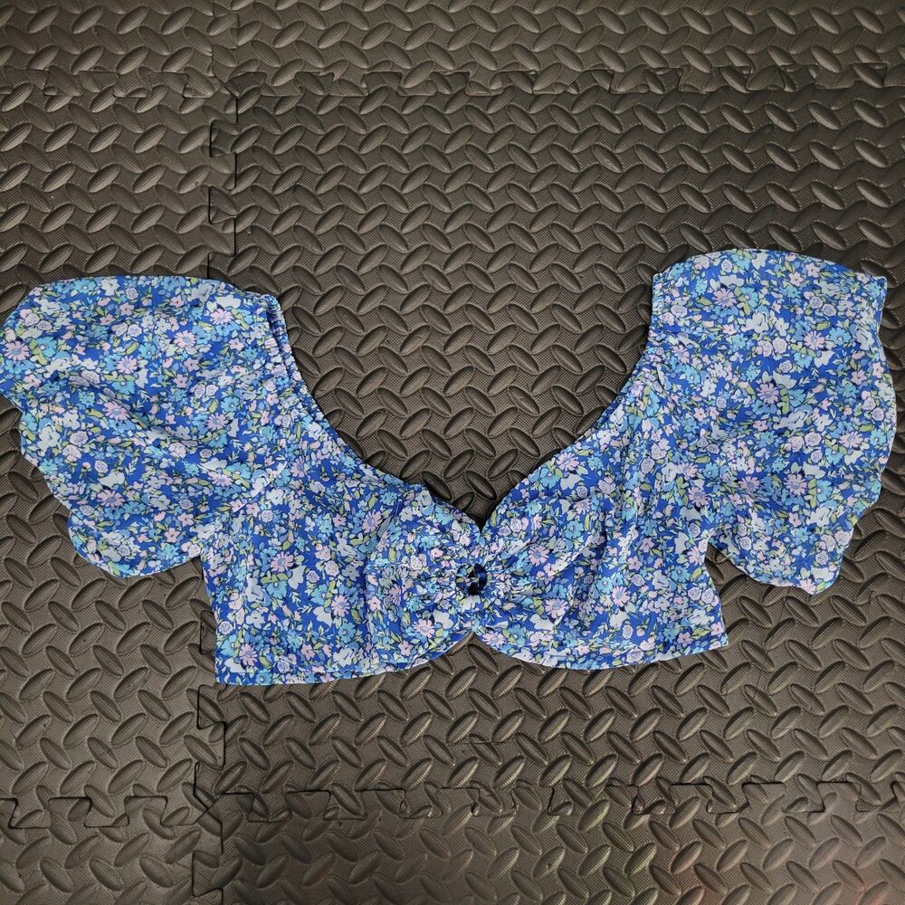 Wild Fable Crop Top Large Puff Sleeve Lace Up Fairycore Cottagecore Summer